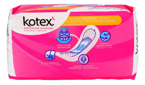 Toallas Sanitarias Kotex Protección Avanzada Sin Alas Empaqu