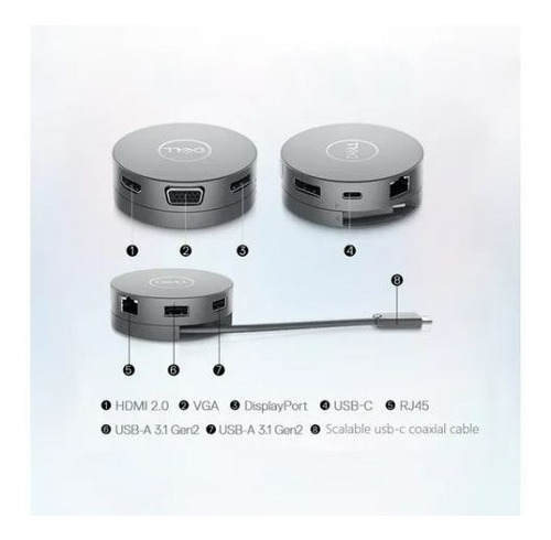 Imagen 3 de 3 de Docking Dell Da310 7 En 1 Compatible Con Hp Lenovo Y Otras