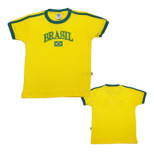Camiseta Camisa Infantil Bordada Do Brasil Ótima Qualidade