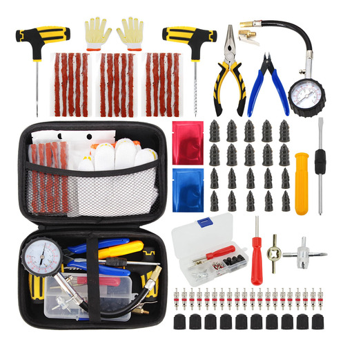 Kit Herramienta Reparacion Neumatico Automovil Juego Camara