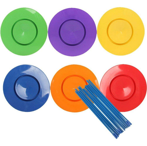 6 Platos Giratorios De Malabares Con Palos, Platos De