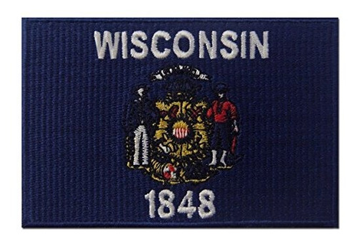 Bandera Del Estado De Wisconsin Bordó El Emblema De Hierro E