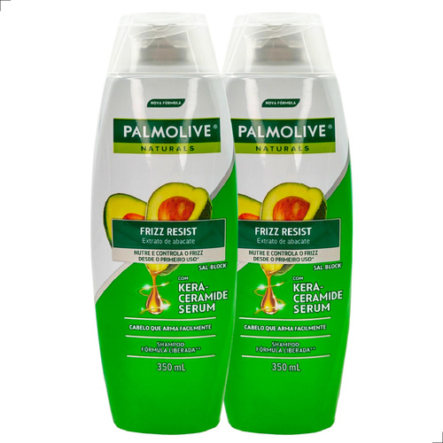  Kit C/ 2 Shampoo Palmolive Naturals Antiarmado Abacate 350ml