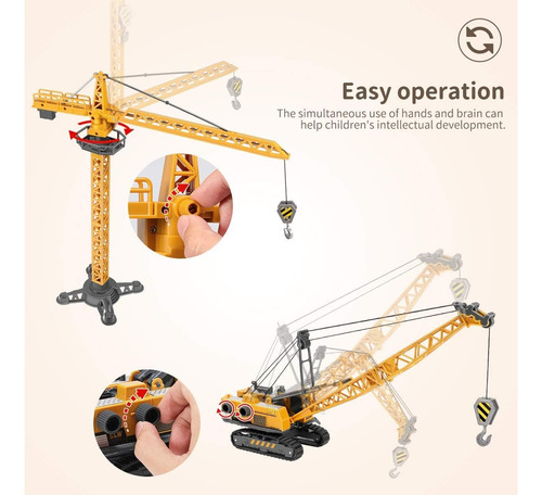 Juguete Construcción Set 4 En 1 Camión Excavadora Metal Vehículos De La Construcción Amarillo