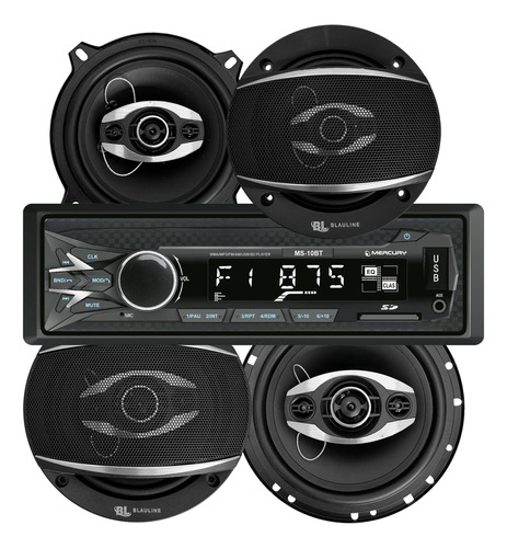 Estereo Bluetooth + 4 Parlantes Blauline 5 Y 6 Pulgadas 