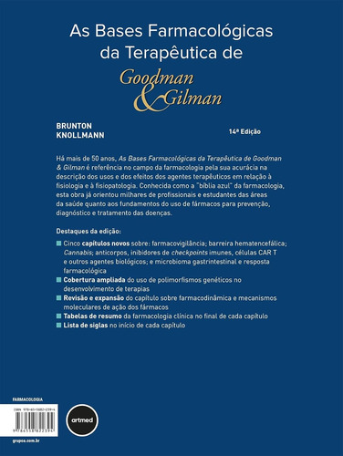 As Bases Farmacológicas Da Terapêutica De Goodman E Gilman Capa Dura - Artmed; 14a Edição