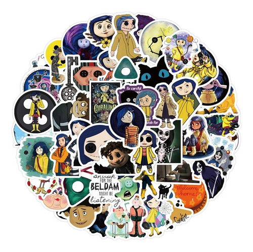 Stickers Adhesivos Coraline 60 Unidades 