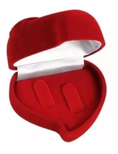 Imagem 1 de 2 de Estojo Caixa Caixinha Para Alianças Coração Veludo Vermelho