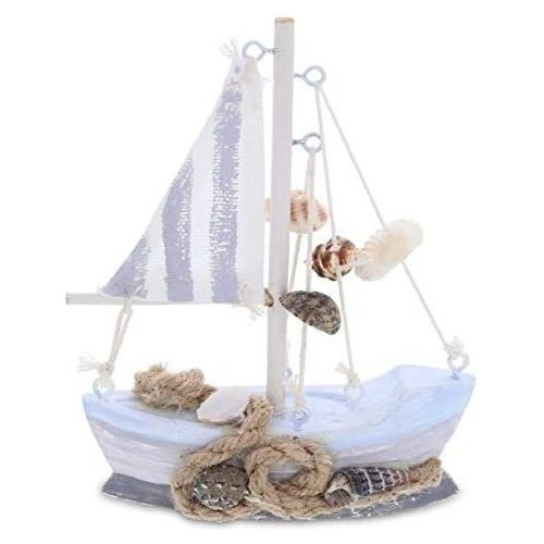 Mini Moonlight Sailboat Decor  Handmade Wooden Boat Dec...