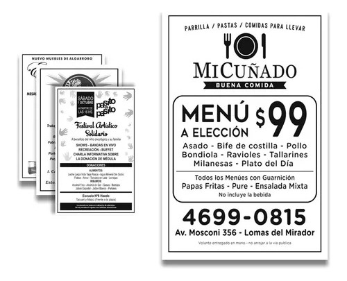 Volantes Folletos Por 1000un 10x15 Blanco Y Negro