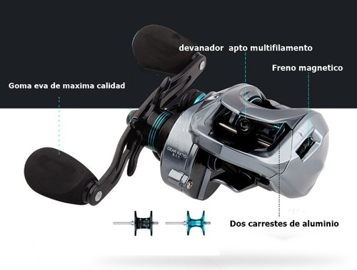 Imagen 4 de 8 de Reel Venon Baitcasting 11+1 Rulemanes + 2 Carretes Aluminio