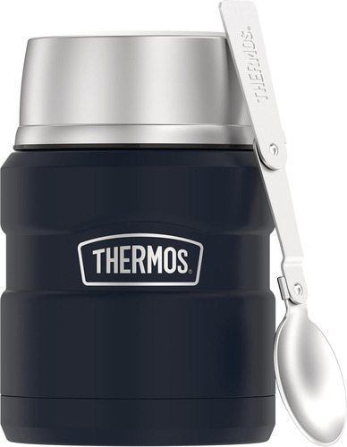 Tarro Alimentos Aislado Aspiradora Con Cuchara Azul Thermos