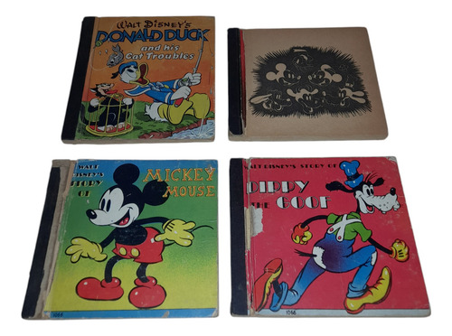 Coleccion 4 Libros Walt Disney Antiguos 1938 Mickey Donald (Usado)
