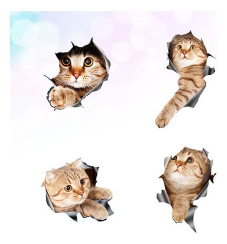 4pcs 3d Gato Coche Pegatinas De Dibujos Animados Ventana Peg