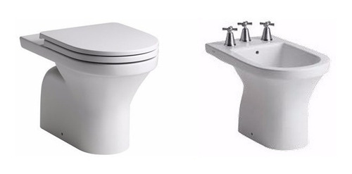 Juego Baño Ferrum Varese Inodoro Corto Bidet 3 Agujeros