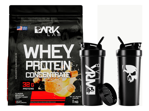 Whey Protein Concentrado 1kg Paçoca + Coqueteleira 700ml