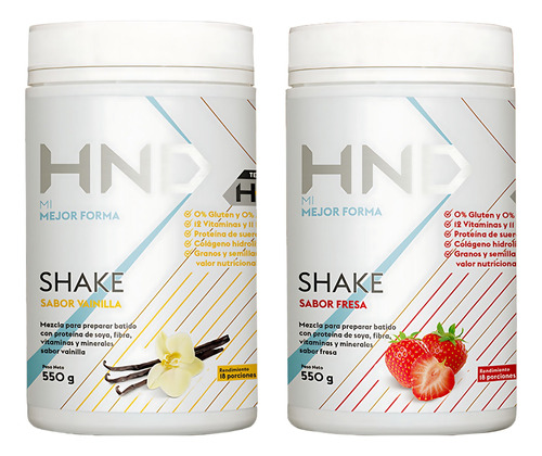 Pack 2 Batido Nutricional Hinode Shake H+ Hnd Sabores 550g