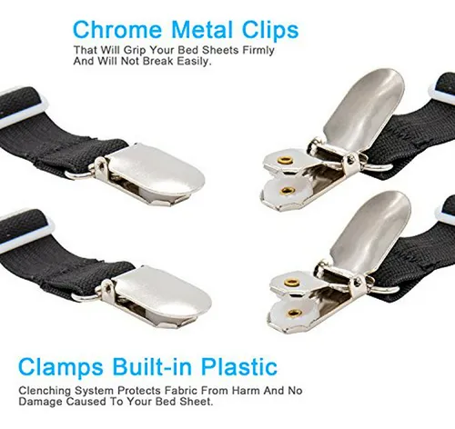 Sujetadores Ajustables Para Sábanas Y Fundas, 4 Piezas - Neg
