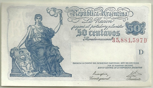 Billete 50 Centavos Progreso Bottero 1805 Sin Circular 1946