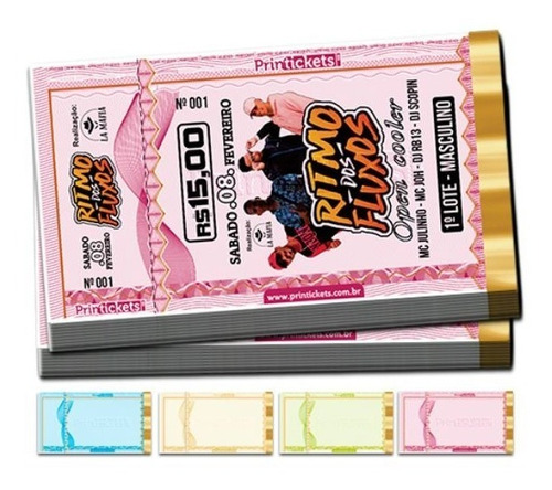Imagem 2 de 4 de Ingresso De Segurança Personalizado Papel Moeda Color 200 Un