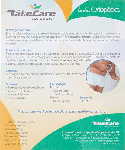 Suspensório Pós-operatória Escrotal Prevenção De Lesões