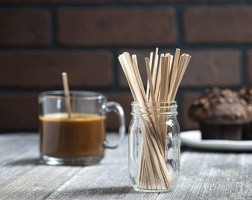 Agitadores De Cafe De Madera De Bamboo Biodegradable X 100 U Color Natural Agitador