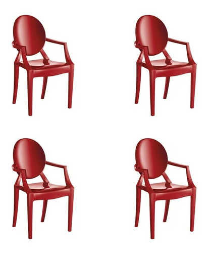 Cadeira de jantar Kappesberg Wind Plus, estrutura de cor  vermelho, 4 unidades