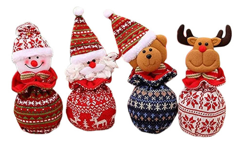 . A Cb W 4pcs Bolsa De Dulces De Regalo Con Cordón Navidad