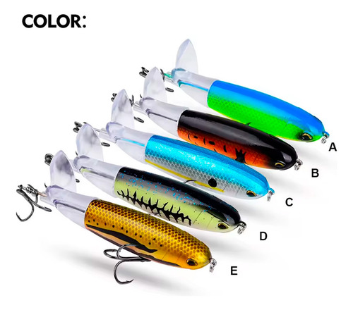 Señuelo Whopper Plopper 14 Cm 32grs Helice Sup Dorado Tarari Color celeste blanco y amarillo