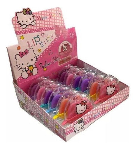 12 Pzas De Hello Kitty Labial Magico Mate En Forma De Labios