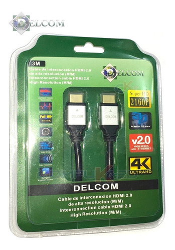 Cable Hdmi 2.0 De 3 Metros Delcom Ultra Hd 4k 3d Audio Video