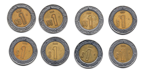 México 8 Monedas De 1 Peso 1992 - 2003