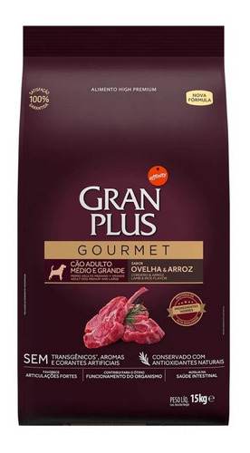 Ração P/ Cães Adultos M/ G Gourmet Ovelha 15kg Gran Plus
