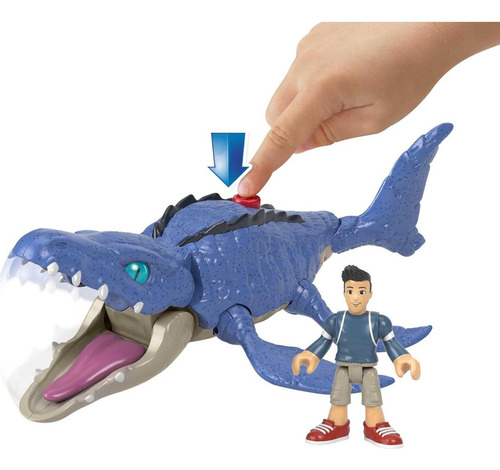 Fisher-price Imaginext Mundo Jurásico Mosasaurus Y Kenji