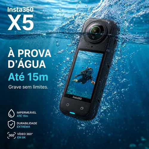 Câmera Insta360 X5 Action Cam 8k 360° À Prova D'água | Frete grátis