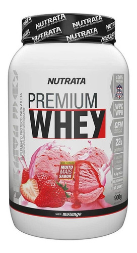 Suplemento em pó Nutrata  Premium Whey proteína Premium Whey sabor  morango em pote de 900g