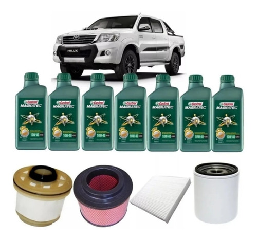 Kit Troca Óleo Filtro Castrol 10w40 Hilux Sw4 3.0 2005/2012