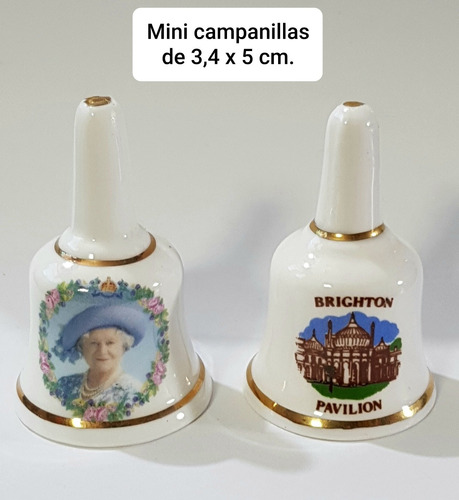 Campanillas Reina Madre Y Otra De 3,4x5 Cm Porcelana Inglesa