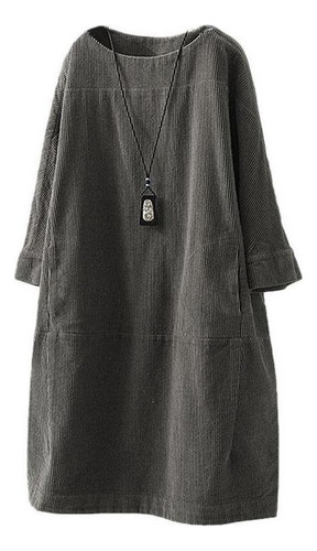 Yo) Vestido De Invierno De Pana Talla Grande For Mujer,