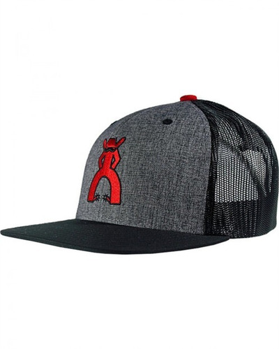 Gorra Hooey  Gris Con Negro Y Logo Vaquero Rojo 5016t-gybk