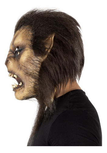 Máscara Hombre Lobo Brown Wolfman Disfraz Halloween Terror Color Beige Brown Wolfman
