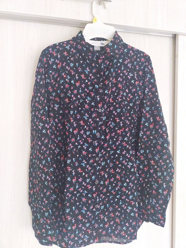 Blusa Camisa Unisex Old Navy Algodón Negra Floral 