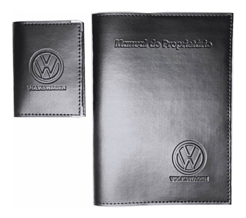 Imagem 3 de 7 de Kit Volkswagen Porta Manual E Porta Documentos Couro Eco