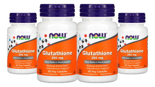 Glutathione Glutationa 250mg Now Foods 60cap Veg 4un Sabor Sem sabor