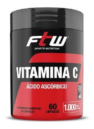 Imagem 1 de 3 de Vitamina C Ácido Ascórbico - 60 Cápsulas De 1000mg - Ftw