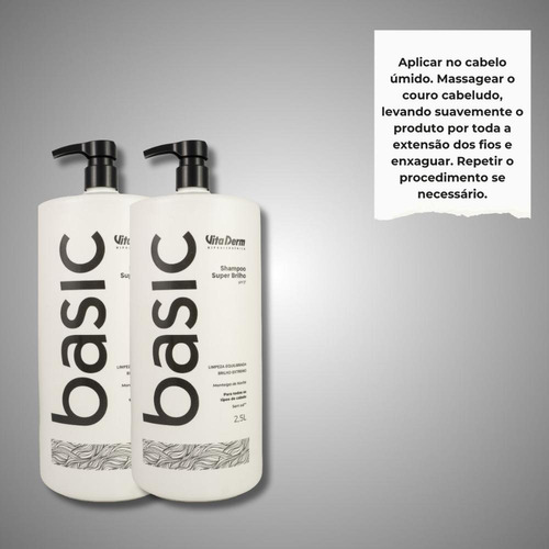 Vita Derm Basic Super Brilho Kit 2 Shampoo 2,5l