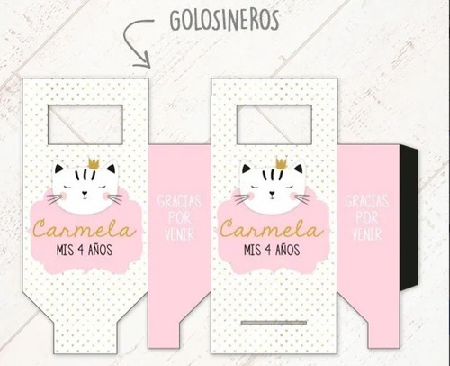 Kit Imprimible Gatita Gata Gato Cat Candy Bar Glitter U23