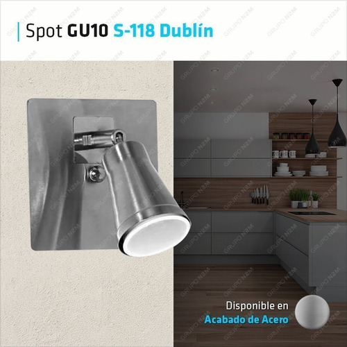 Imagen 3 de 10 de Aplique Pared Movil Dublin S-118 Acero 1 Foco Gu10 Interior