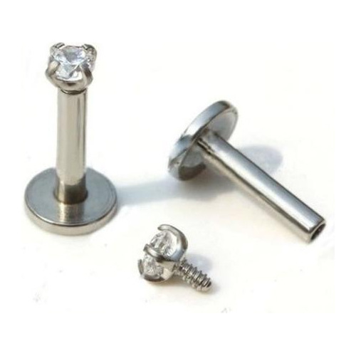 Piercing Tragus Flat Helix Labret - Prateado - 4 Mm / 8 Mm