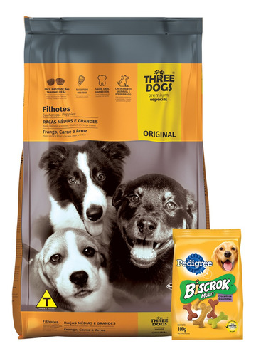 Imagen 1 de 3 de Three Dogs Original Cachorros 15kg + Regalo !!